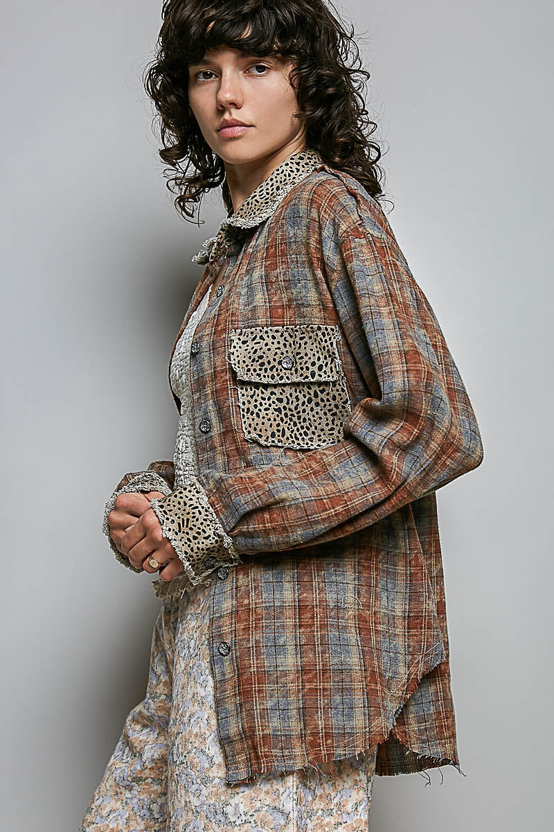 POL Lightweight plaid shirt - relaxed fit