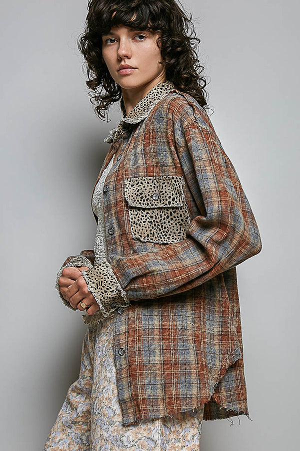 POL Lightweight plaid shirt - relaxed fit
