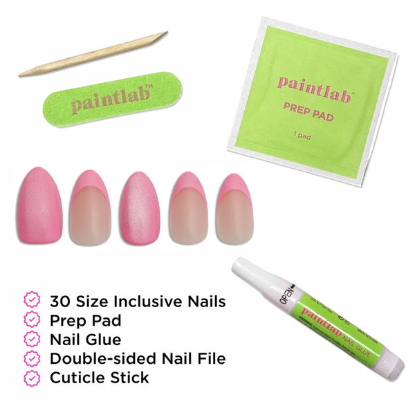 PaintLab Pink Sunset Glitter Press On Nails - Blush & Cactus