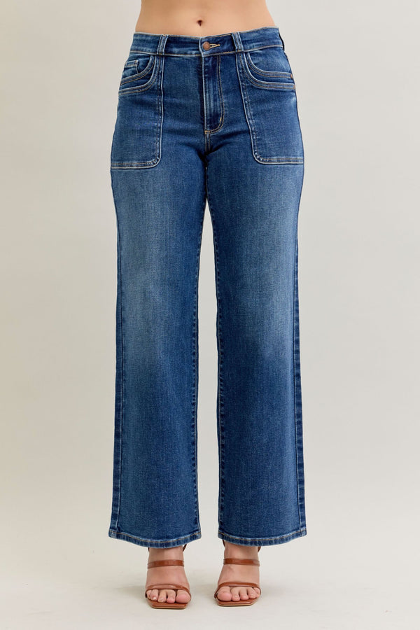 Judy Blue MR 90's Straight Front Patch Double Pocket