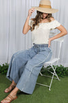 Self Fray Tencel Chambray Palazzo Pants