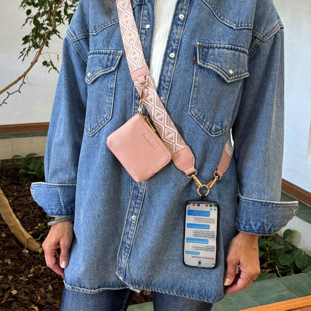 Clip & Go Strap w/RFID Pouch Diamond Pattern - Blush & Cactus