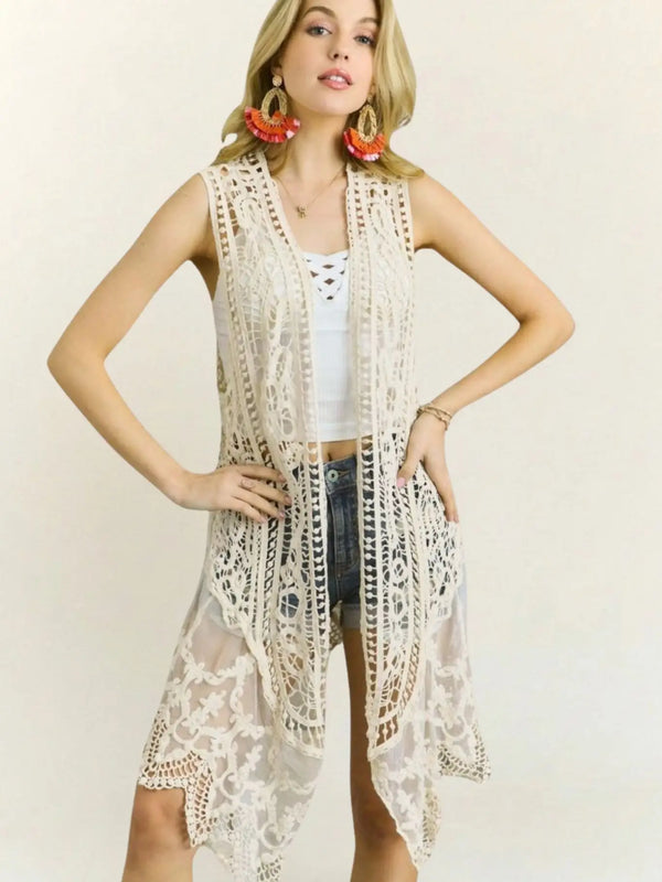 Golden Hour Crochet Vest - Blush & Cactus