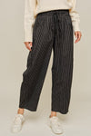 Drawstring Waist Stripe Barrel Pants