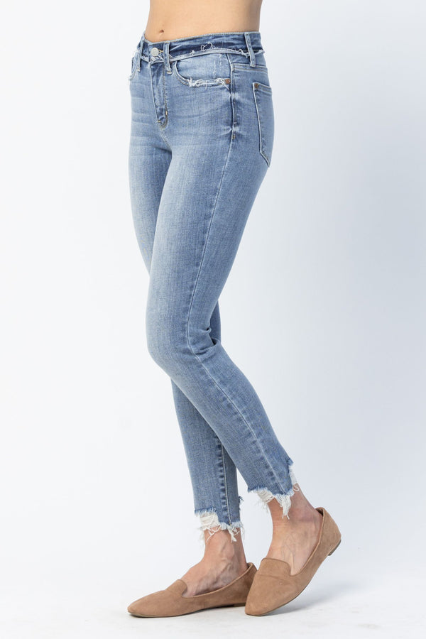 Judy Blue Mid Rise Release Waistband Detail Skinny