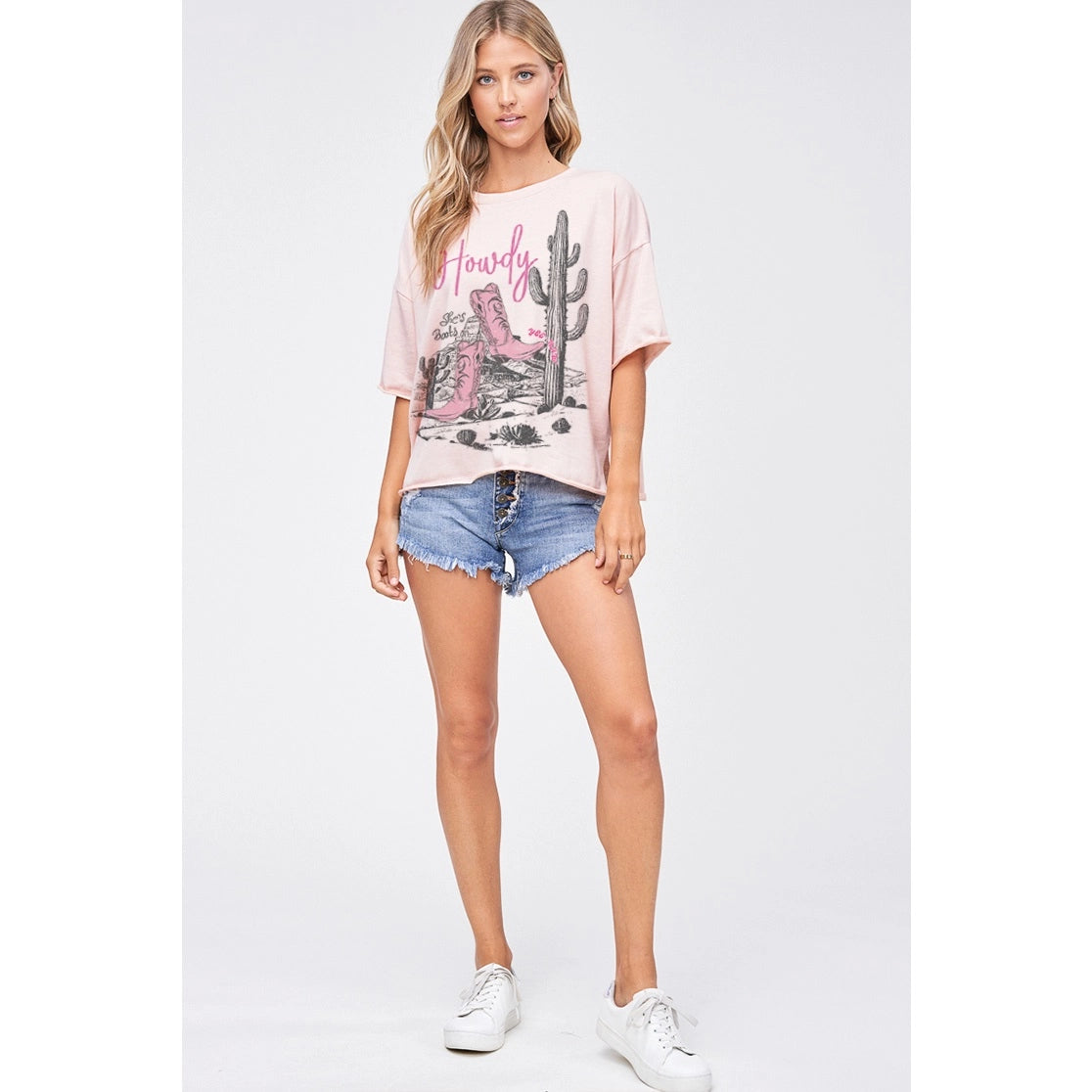 Howdy Pink Cactus Terry Top