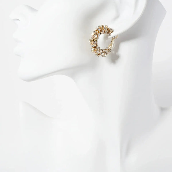 25mm 14K - Gold - Dipped Crystal Wrap Latch - Back Hoop Earrings - Blush & Cactus