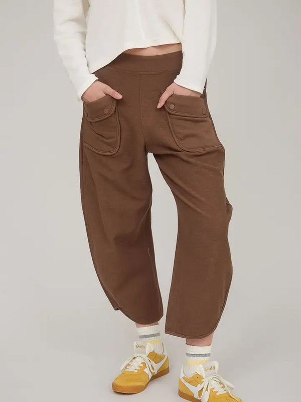 Pocket Detail Knit Lounge Pants - Blush & Cactus