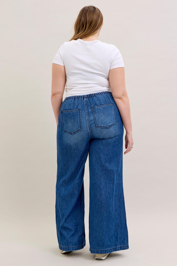Judy Blue Palazzo Denim Curvy - Blush & Cactus