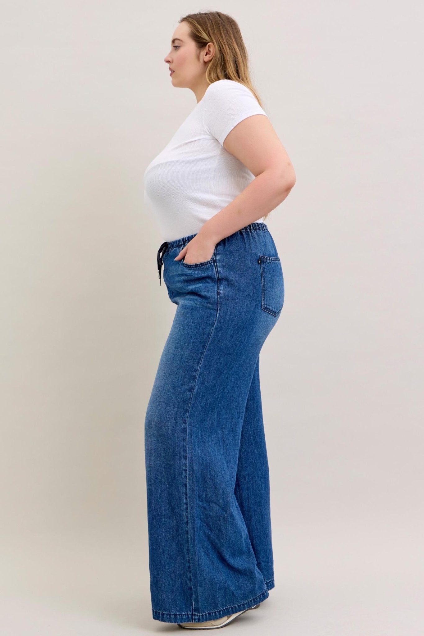 Judy Blue Palazzo Denim Curvy - Blush & Cactus