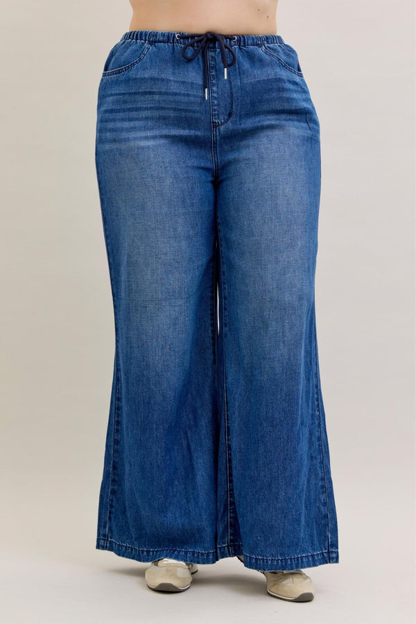 Judy Blue Palazzo Denim Curvy - Blush & Cactus