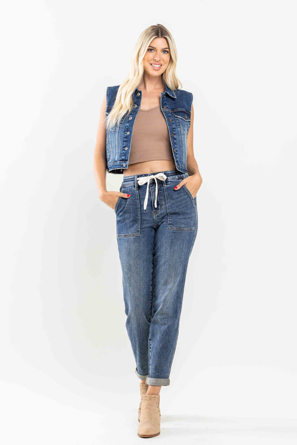 Judy Blue High Waist Elastic Drawstring & Cuffed Jogger