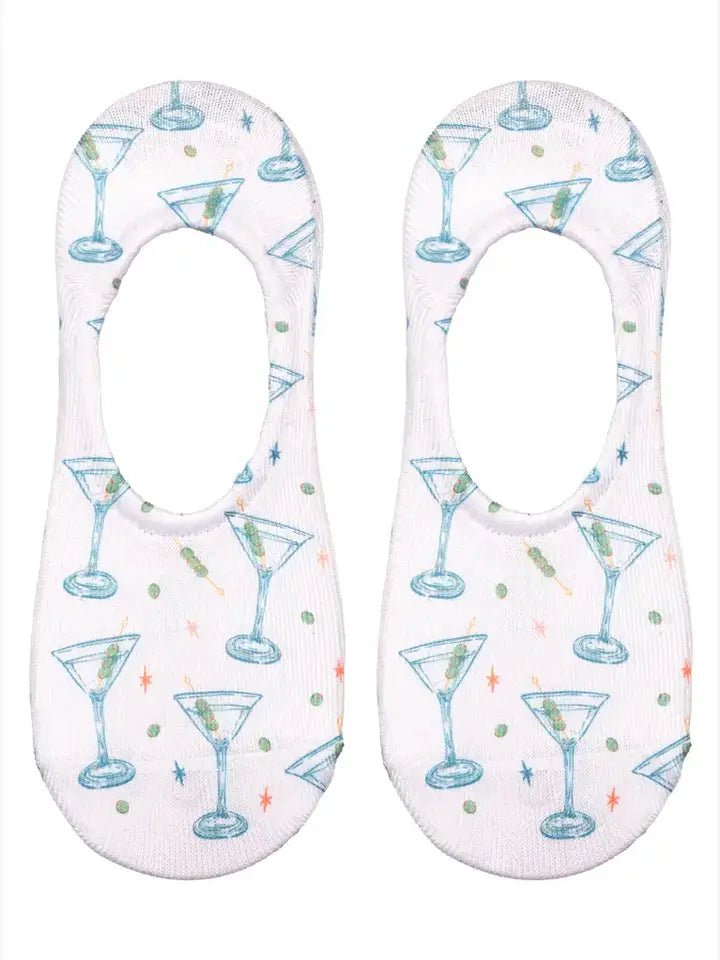 No - Show Liner Socks - Martinis & Olives - White - Blush & Cactus