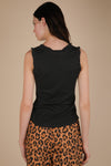 Very J Bow Trim Ruffled Knit Tank Top