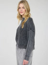 Washed Mock Neck Long Sleeve Knit Pullover Sweater - Blush & Cactus