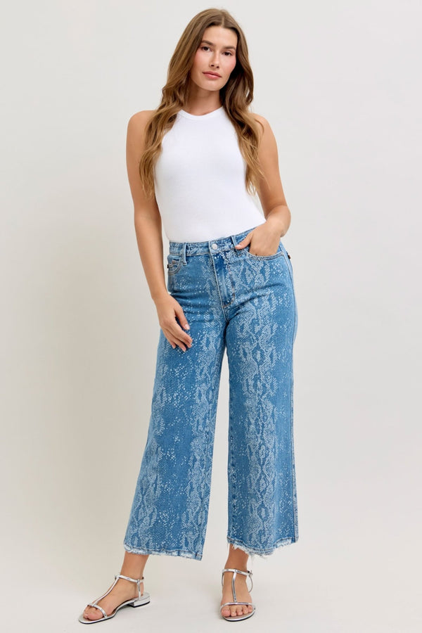 Judy Blue HW Ankle Wide - Blush & Cactus