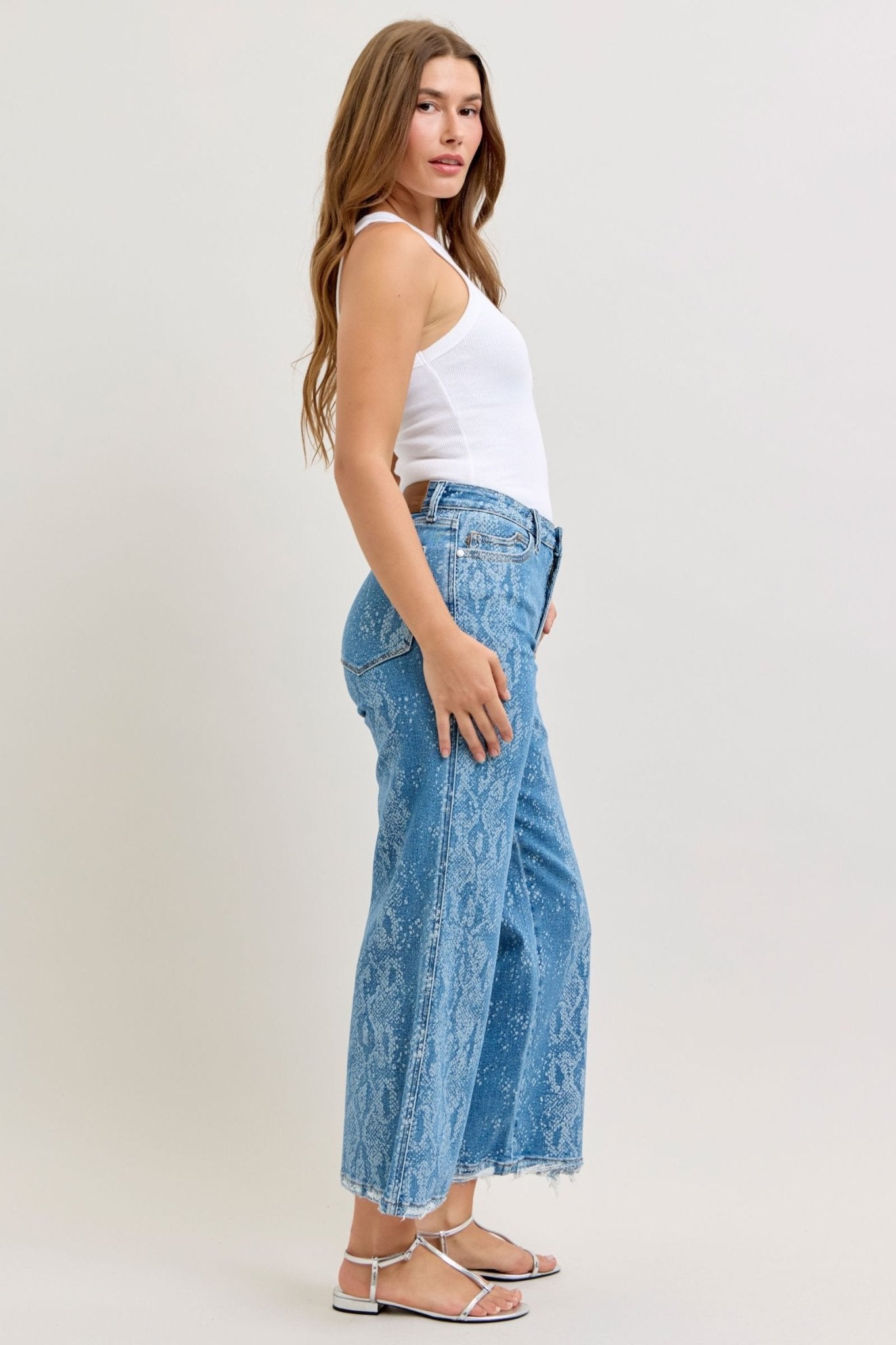Judy Blue HW Ankle Wide - Blush & Cactus