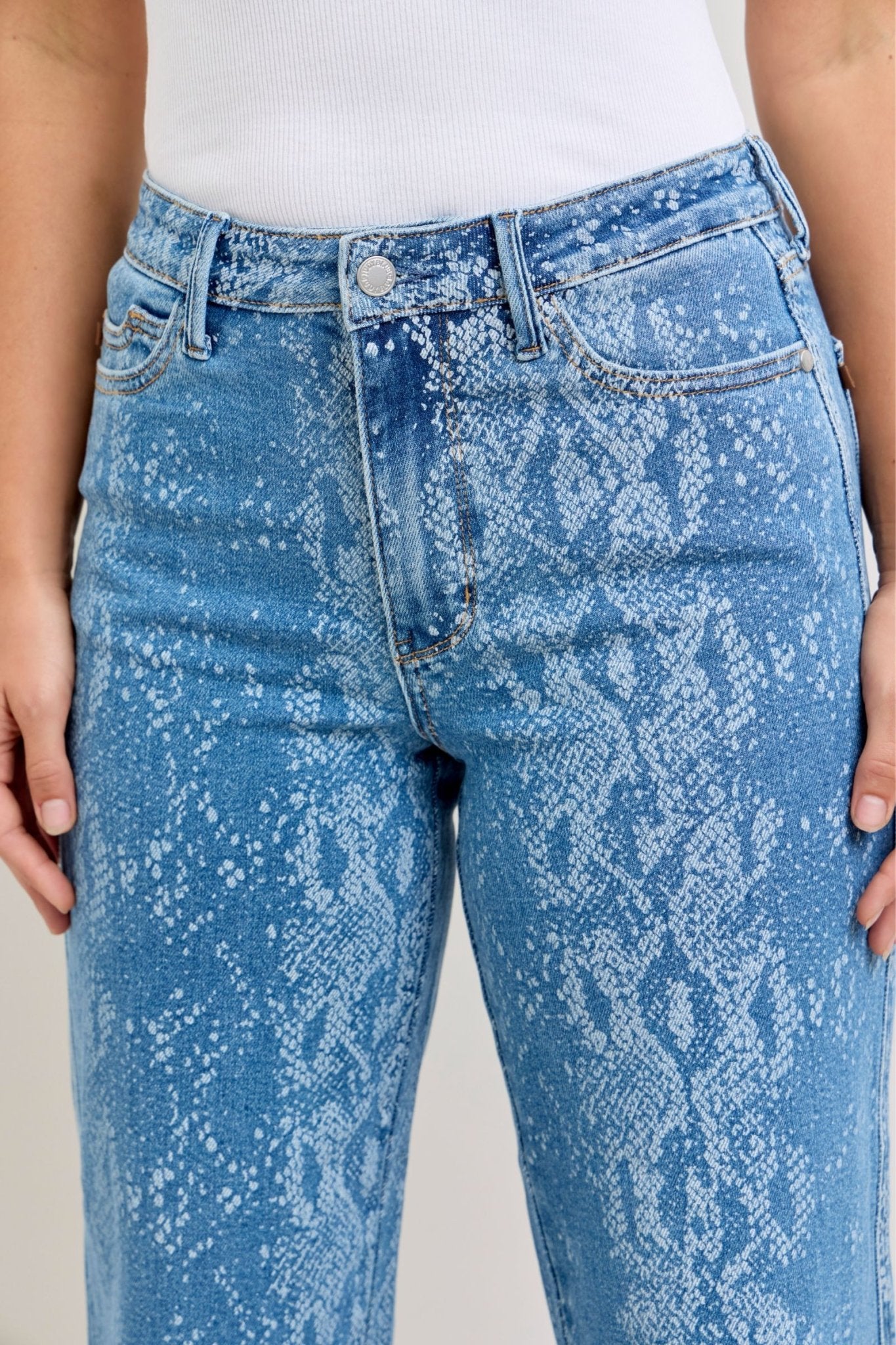 Judy Blue HW Ankle Wide - Blush & Cactus