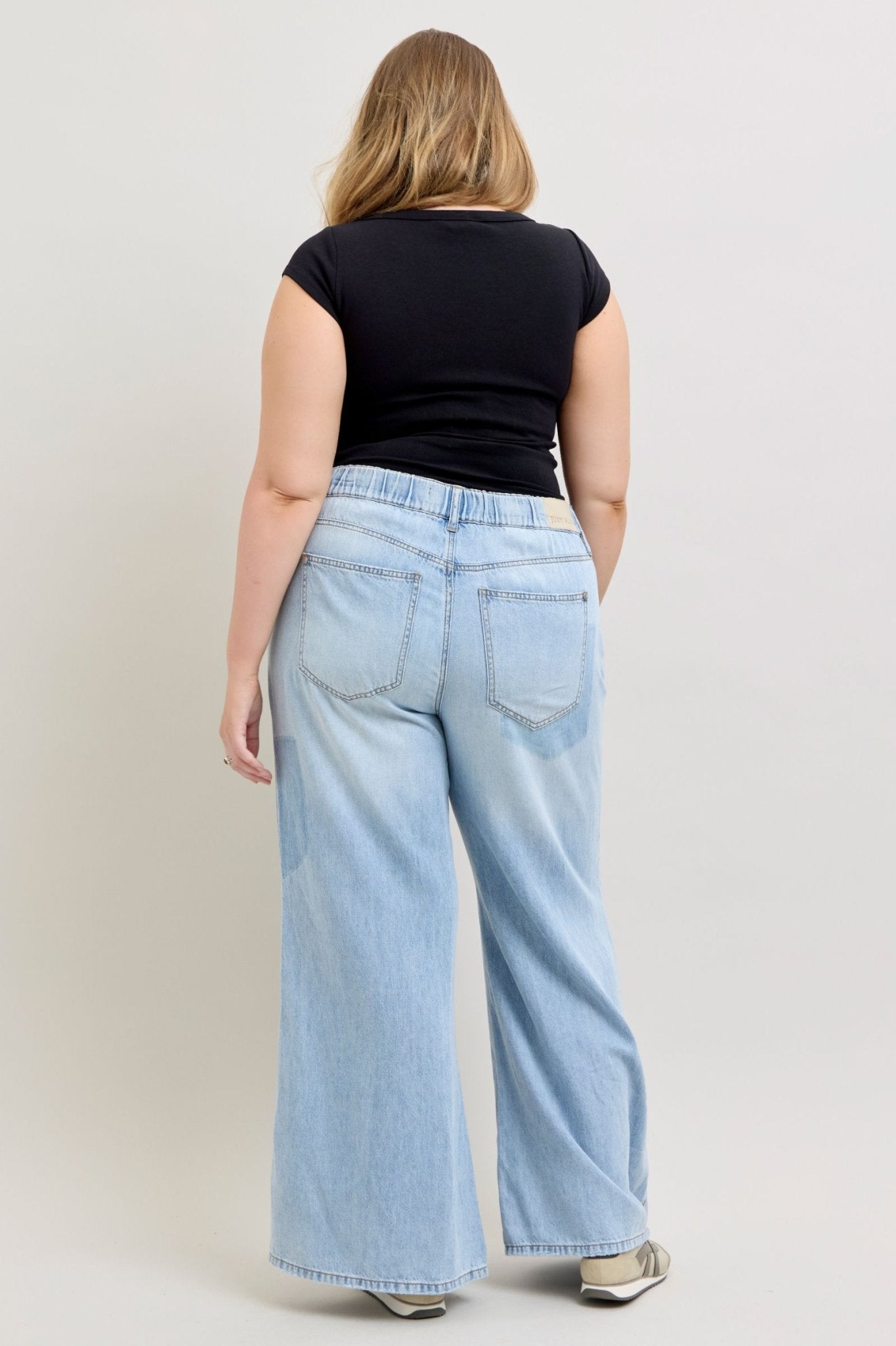 Judy Blue HW Featherweight Pallazo Shadow pants - Blush & Cactus