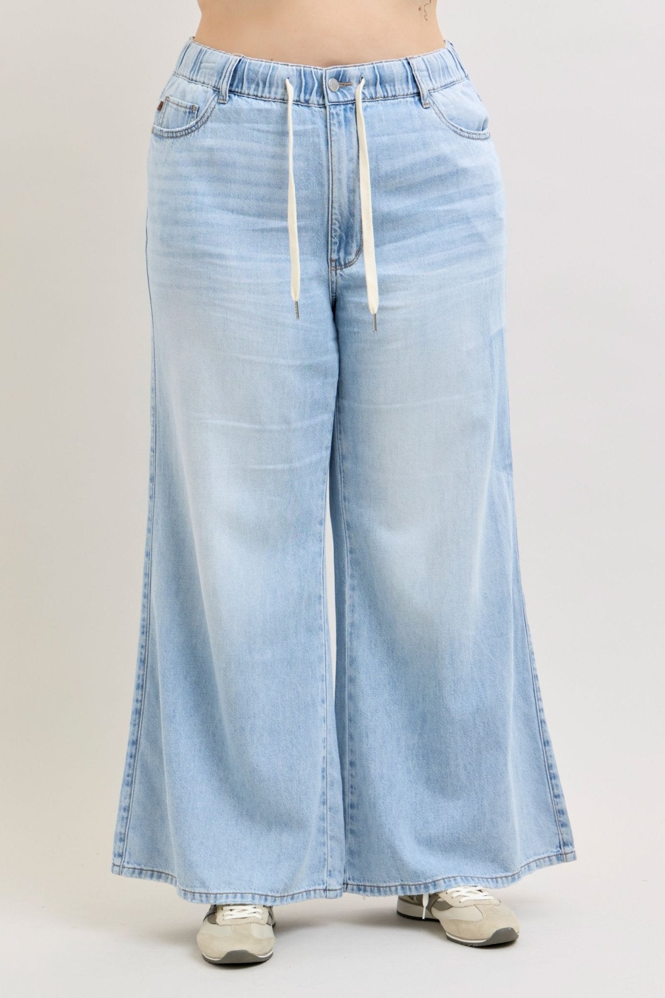 Judy Blue HW Featherweight Pallazo Shadow pants - Blush & Cactus