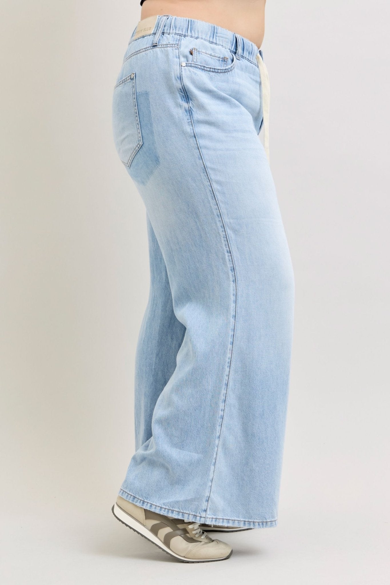 Judy Blue HW Featherweight Pallazo Shadow pants - Blush & Cactus