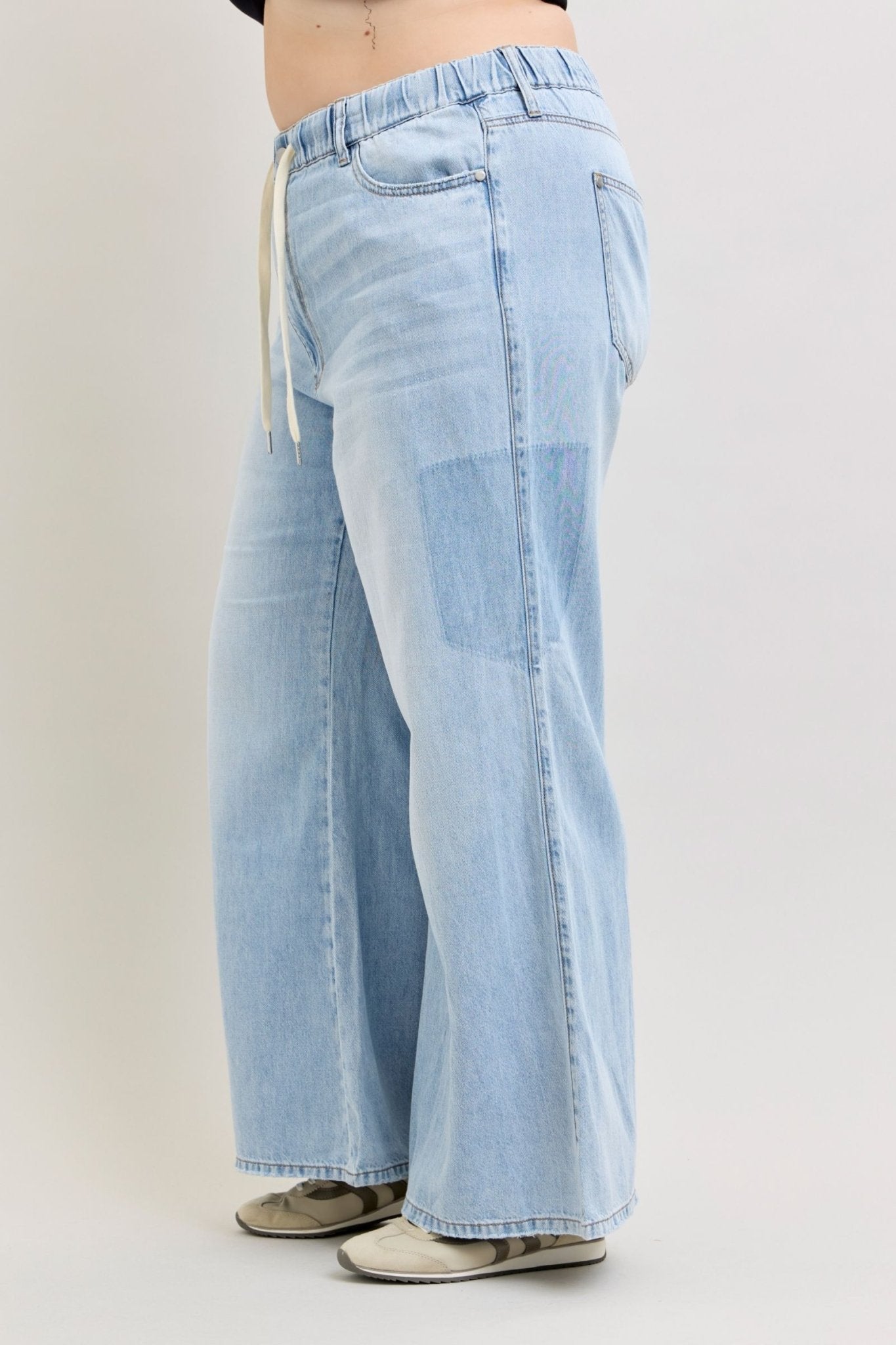 Judy Blue HW Featherweight Pallazo Shadow pants - Blush & Cactus