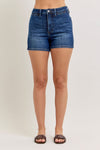 Judy Blue HW Tummy Control Slim Short - Blush & Cactus