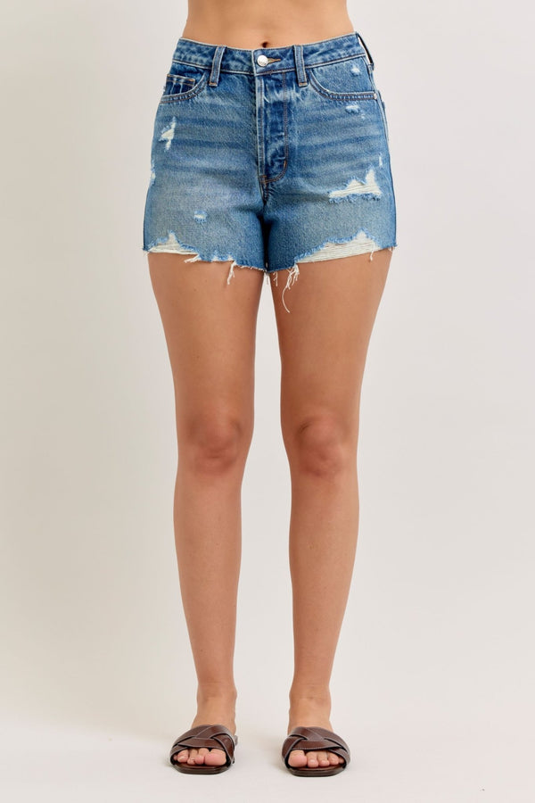 Judy Blue HW Rigid Magic Cut Off Shorts - Blush & Cactus