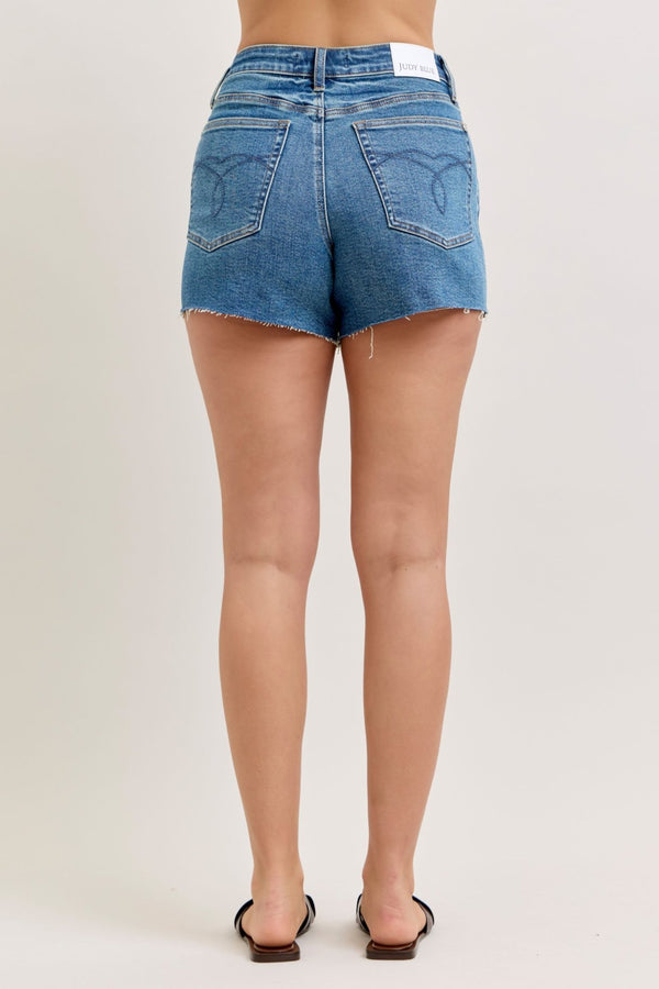 Judy Blue HW Rigid Magic Cut Off Shorts - Blush & Cactus
