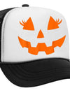 Pumpkin Face with Lashes Halloween Trucker Hat Cap - 3 Colors - Blush & Cactus