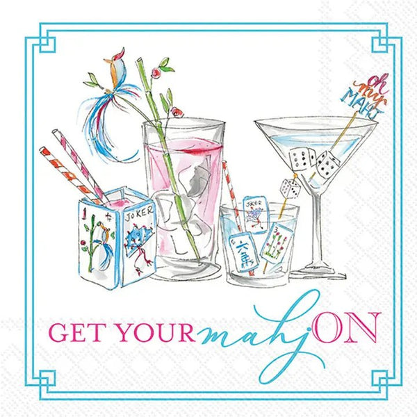 Paper Cocktail Napkin 20 Ct Mahjong Drinks Rosanne Beck - Blush & Cactus