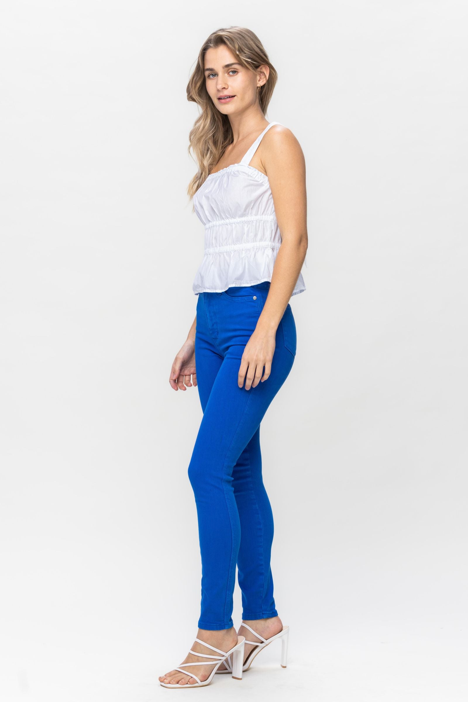 Judy Blue High Waist Tummy Control Garment Dyed Skinny in Cobalt Color