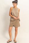 Sleeveless Round Neck Top & Shorts Set