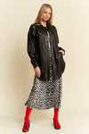 Davi & Dani Leopard Animal Print Long Length Waist Tie Skirt