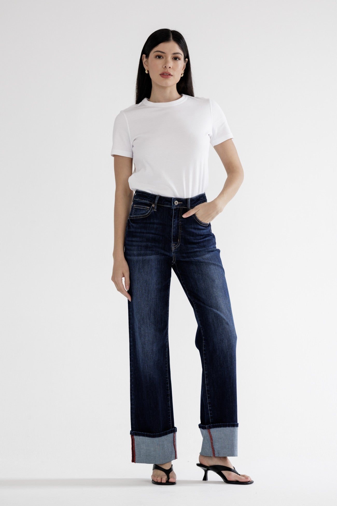 Mica High Rise Wide Leg With Cuff Hem