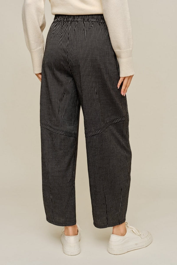 Drawstring Waist Stripe Barrel Pants