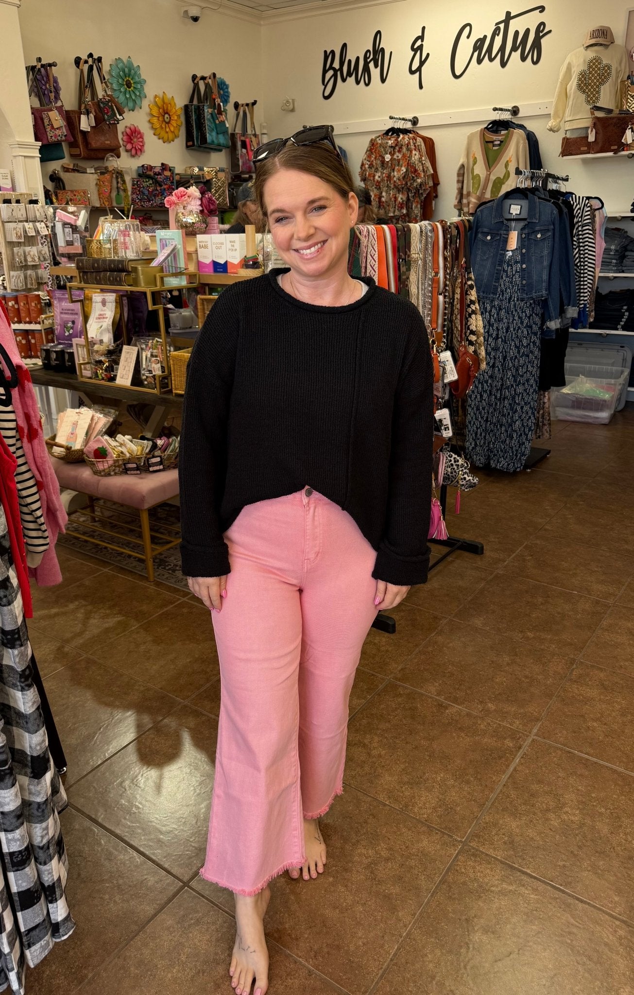 Pretty In Pink Acid Wash Pants - Blush & Cactus
