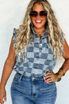 Lainey Checkered Denim Vest