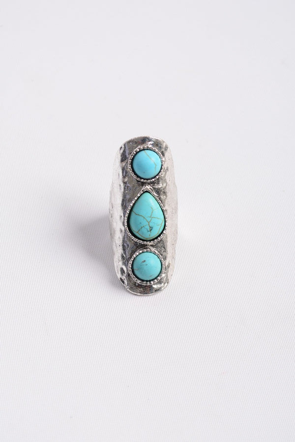 Waterfall Droplet Turquoise Stone Silver Ring