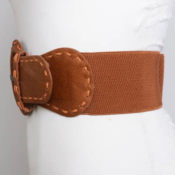 Distressed Wide Stitch Elastic Belt - Western Chic Style