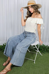 Self Fray Tencel Chambray Palazzo Pants