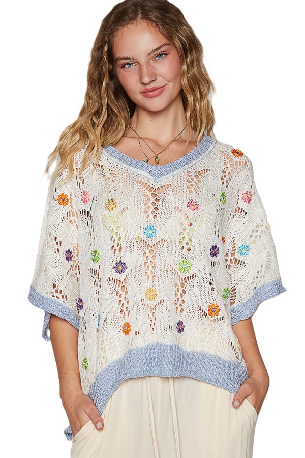 SALE POL V-neck Sleeveless Sweater Top