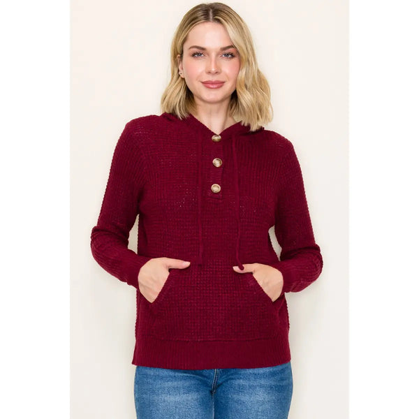 Staccato Waffle Textured Hoodie Sweater