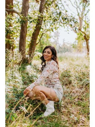 Pumpkin Patch Mesh Top - Blush & Cactus