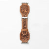 Myra Lone Star Handtooled Leather Watch Band in Antique Saddle Brown