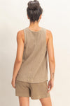 Sleeveless Round Neck Top & Shorts Set