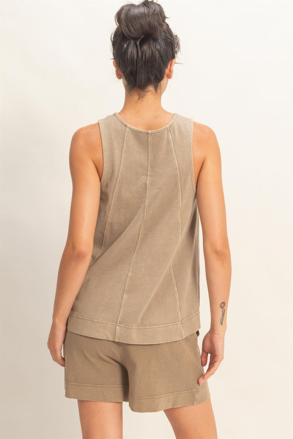 Sleeveless Round Neck Top & Shorts Set