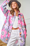 Floral Printed Button Front Shacket Jacket