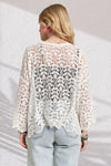 Adora Leaf Pattern Crochet Cardigan - Blush & Cactus