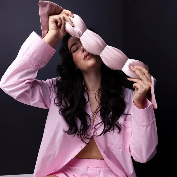 Nodpod Silk Weighted Sleep Mask - Petal - Eye Mask - Blush & Cactus